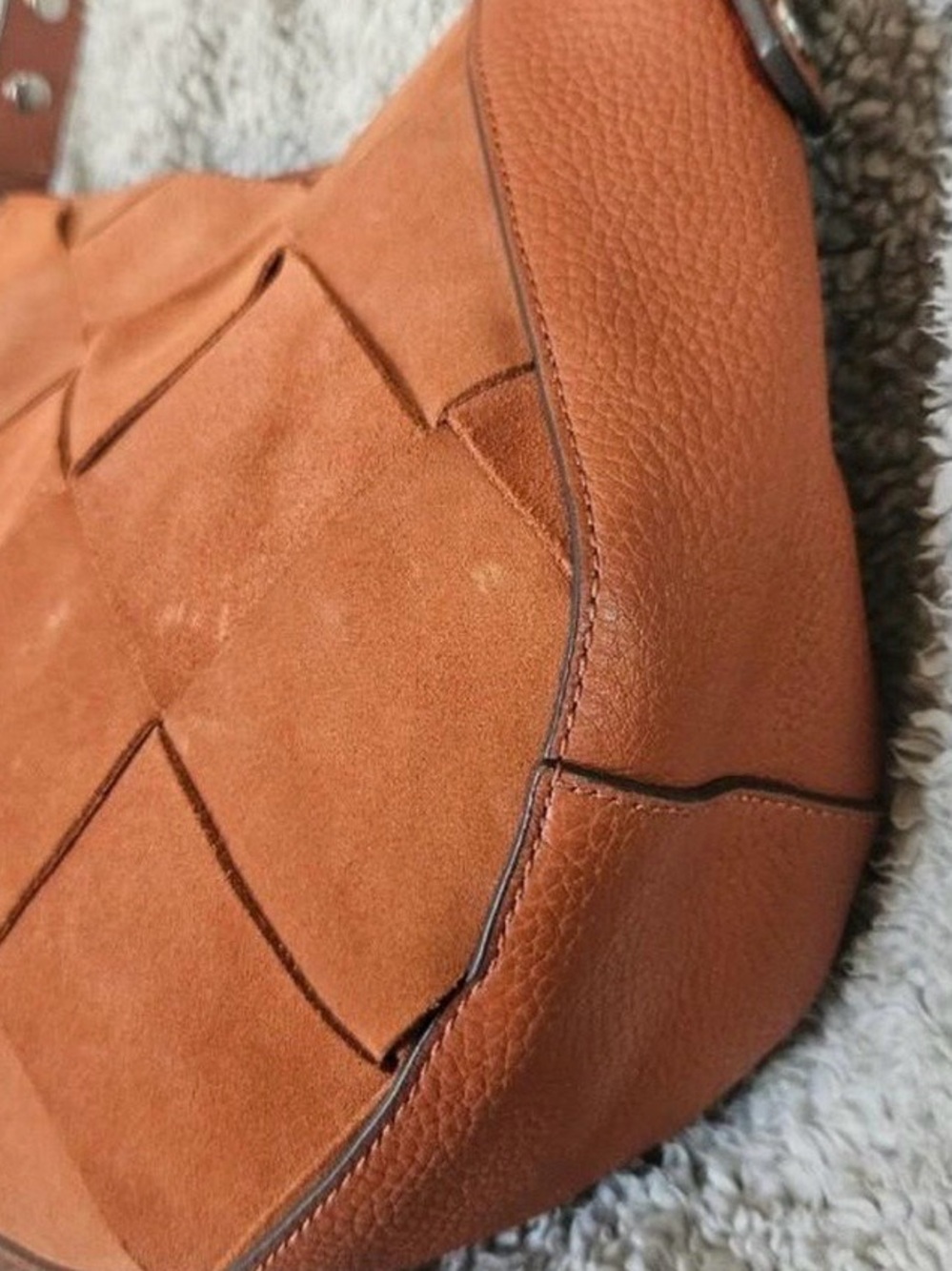 Treasure & Bond Woven Suede Shoulder Bag in Rust Orange - Picture 2 of 8